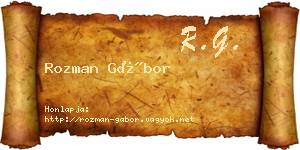 Rozman Gábor névjegykártya