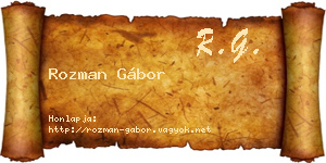 Rozman Gábor névjegykártya